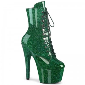 Pleaser Adore-1020GP Glitter Patent レディース ブーツ 緑 | HVUAJPCDJW