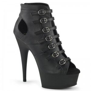 Pleaser Delight-600-11 Vegan Leather レディース ブーツ 黒 | QDLEJPSCJX