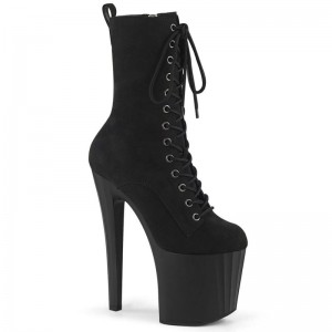 Pleaser Enchant-1040 Faux Suede レディース ブーツ 黒 | OULYJPZUYD