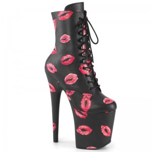 Pleaser Flamingo-1020KISSES Vegan Leather レディース ブーツ 黒 | BCAEJPYIXB