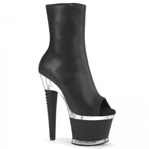 Pleaser Spectator-1012 Vegan Leather レディース ブーツ 黒 | AOBEJPLANY