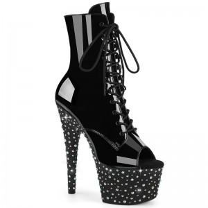 Pleaser Stardance-1021 Rhinestones レディース ブーツ 黒 カラー | WXHOJPPKHS