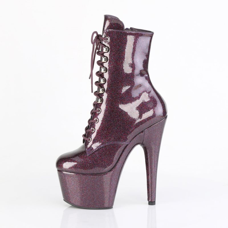 Pleaser Adore-1020GP Glitter Patent レディース ブーツ 紫 | WYSOJPPUWB