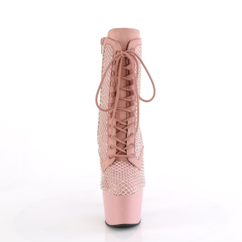 Pleaser Adore-1020RM Salmon Faux Suede Mesh レディース ブーツ ピンク | TSADJPCJOB