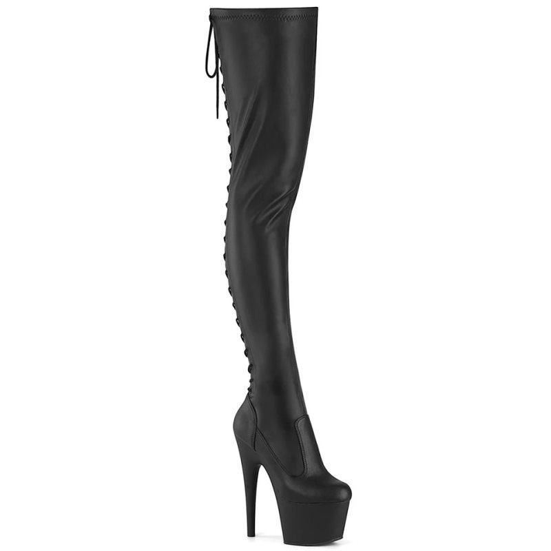 Pleaser Adore-3850 Vegan Leather レディース サイハイ ブーツ 黒 | PRUZJPIGAJ