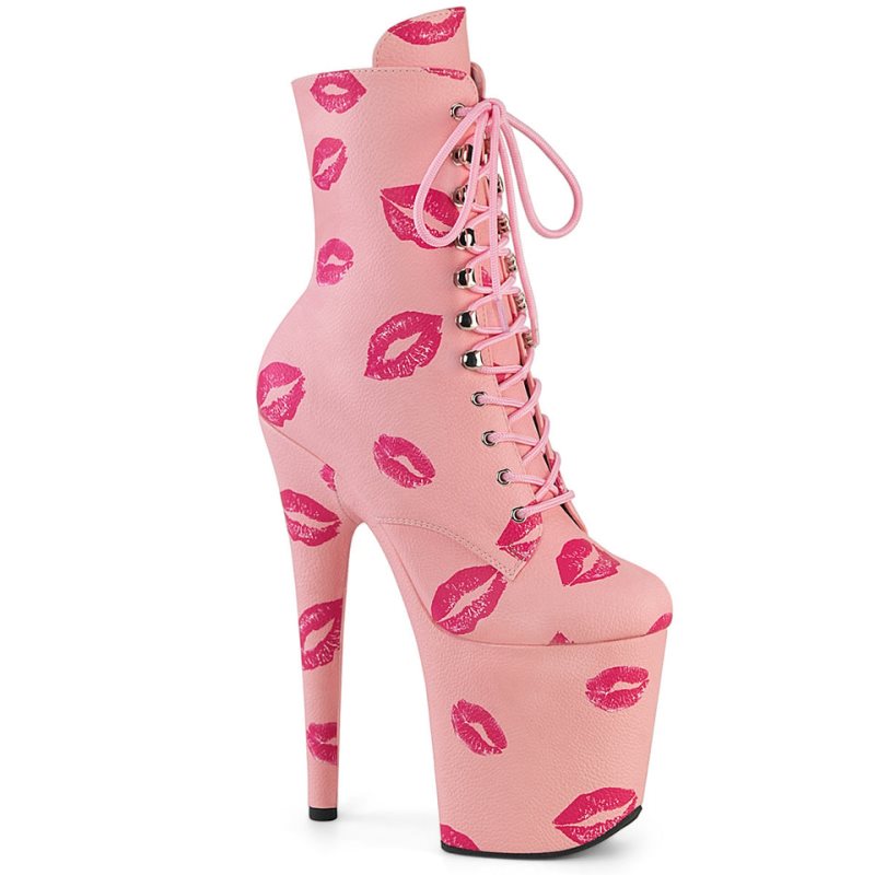 Pleaser Flamingo-1020KISSES Vegan Leather レディース ブーツ ピンク | PKZRJPRONU