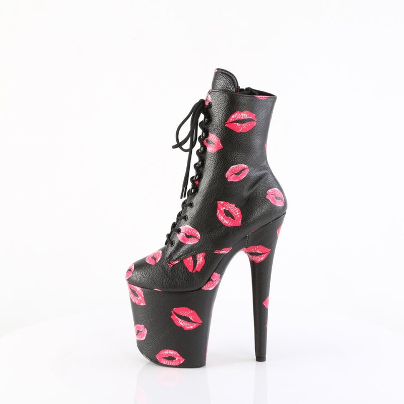 Pleaser Flamingo-1020KISSES Vegan Leather レディース ブーツ 黒 | BCAEJPYIXB