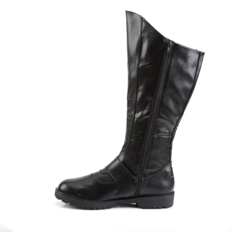 Pleaser Gotham-100 Vegan Leather メンズ ロングブーツ 黒 | EVPLJPGTCS