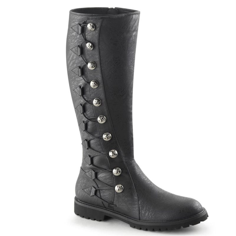 Pleaser Gotham-109 Vegan Leather メンズ ロングブーツ 黒 | KWNRJPTAMG