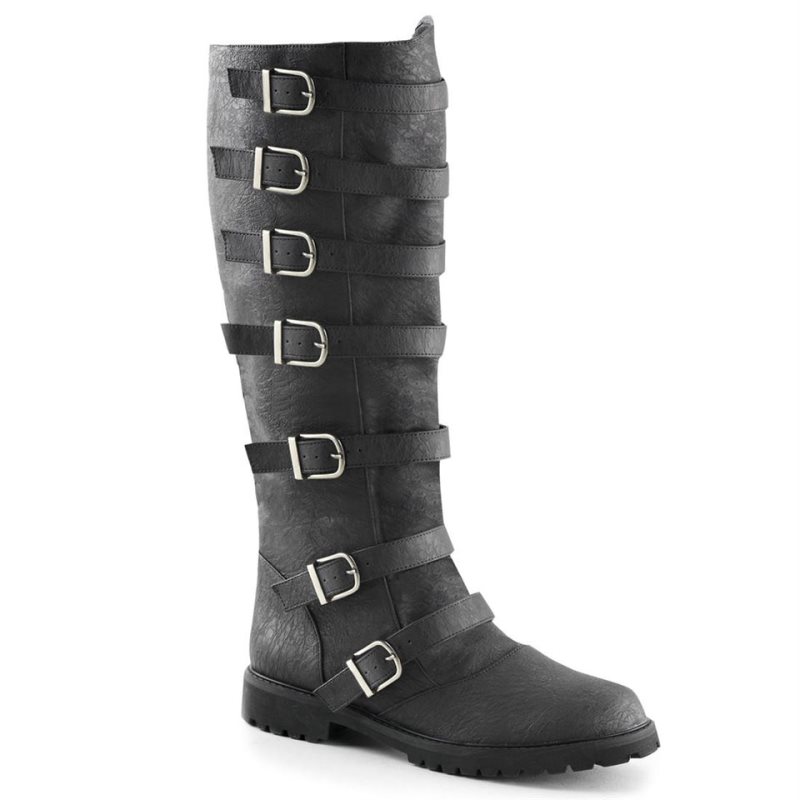 Pleaser Gotham-110 Vegan Leather メンズ ロングブーツ 黒 | SJKPJPIWLA